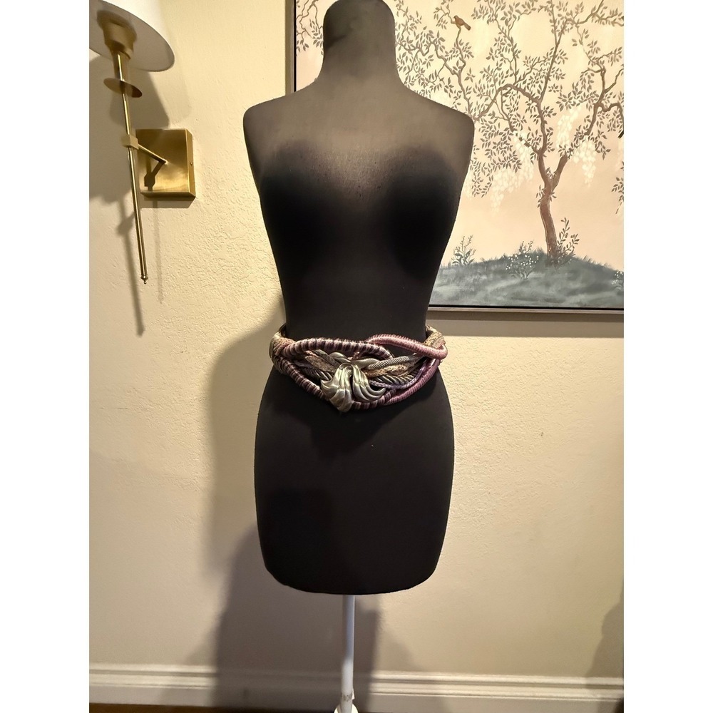 Vintage Statement Belt Bundle 4pc Snakeskin Leather Braided Rope Western Boho - Picture 15 of 16